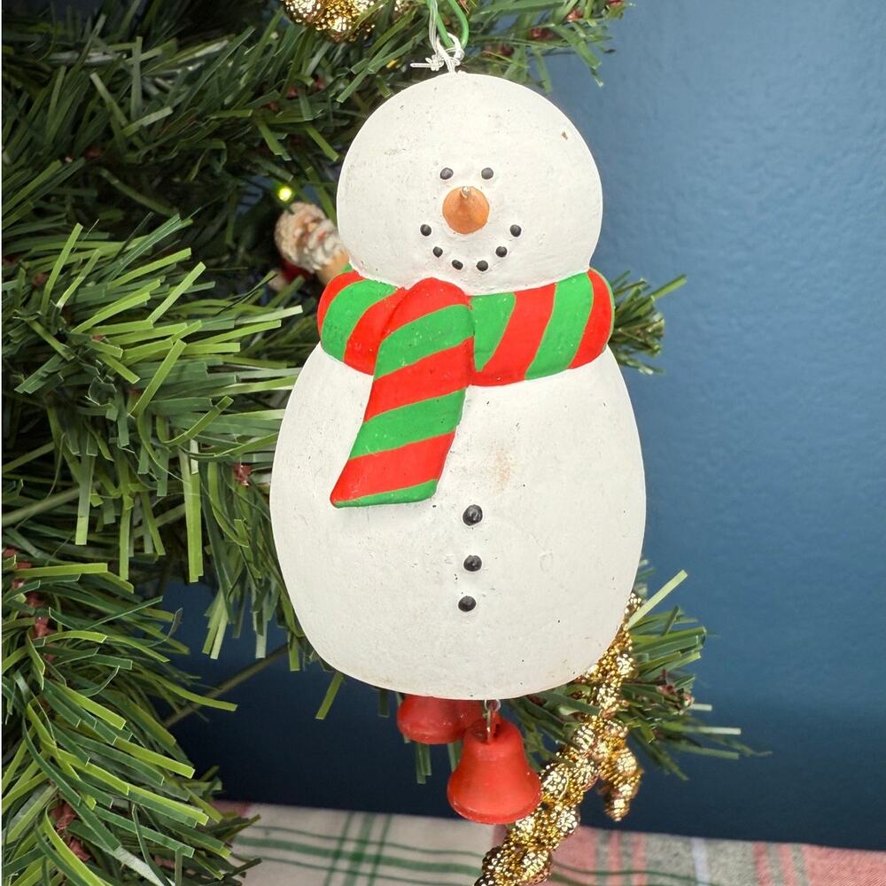 Snowman Ornament With Bell Feet